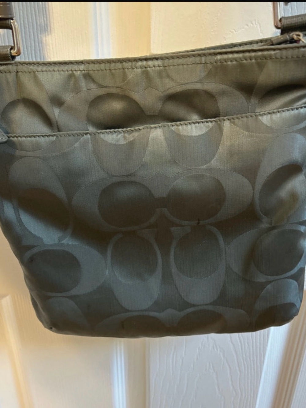 Coach Crossbody Bag in Olive Green Signature Jacquard